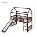 Twin Loft Bed With Slide, House Bed With Slide,Espresso Old Sku :Lt000212Aap Espresso Solid Wood