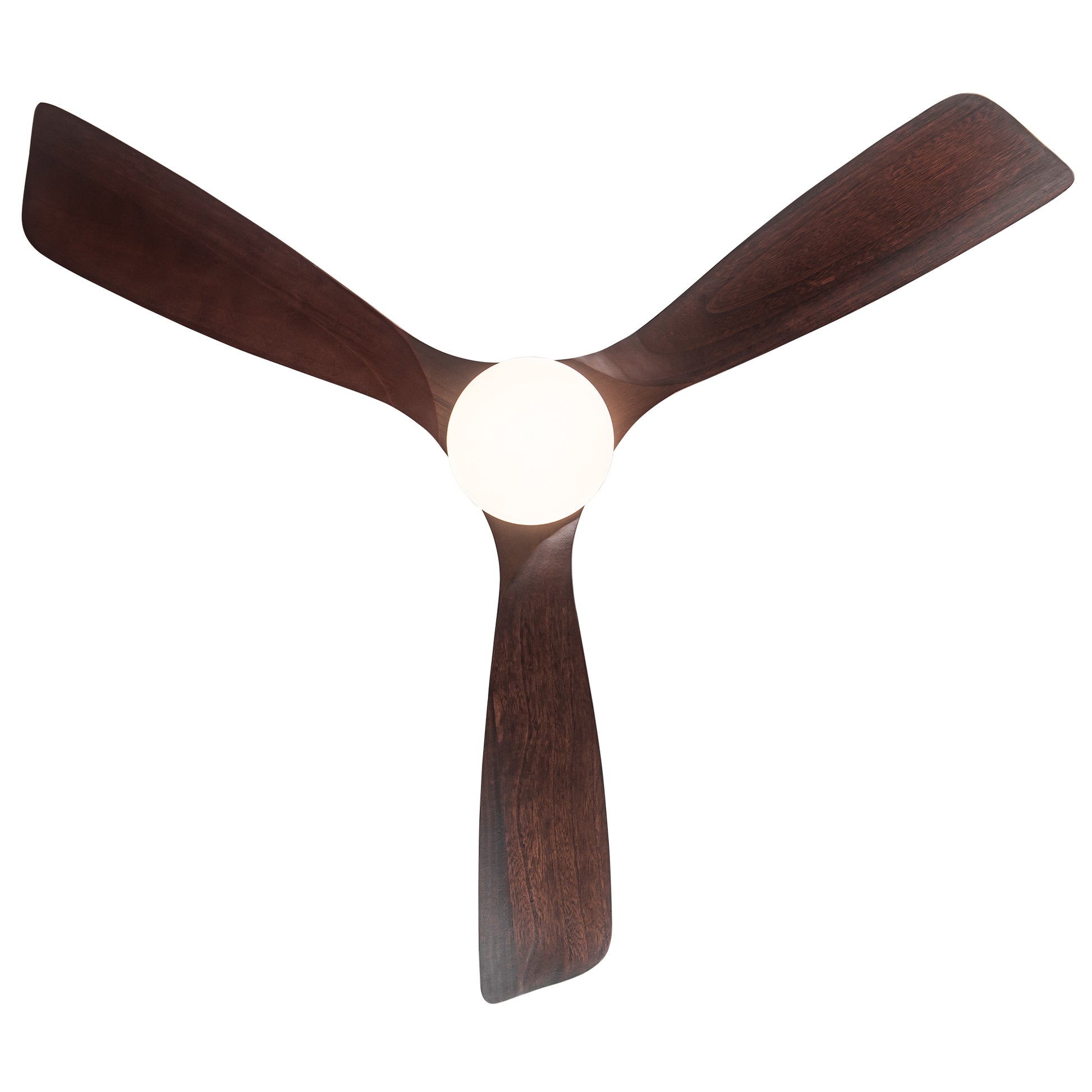 Flush Mount Ceiling Fan With Integrated Led Light In Solid Wood Blades Antique Brown Solid Wood