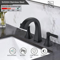 Widespread Bathroom Sink Faucets Two Handle 3 Hole Vanity Bath Faucet With Drain Assembly Matte Black Matte Black Stainless Steel