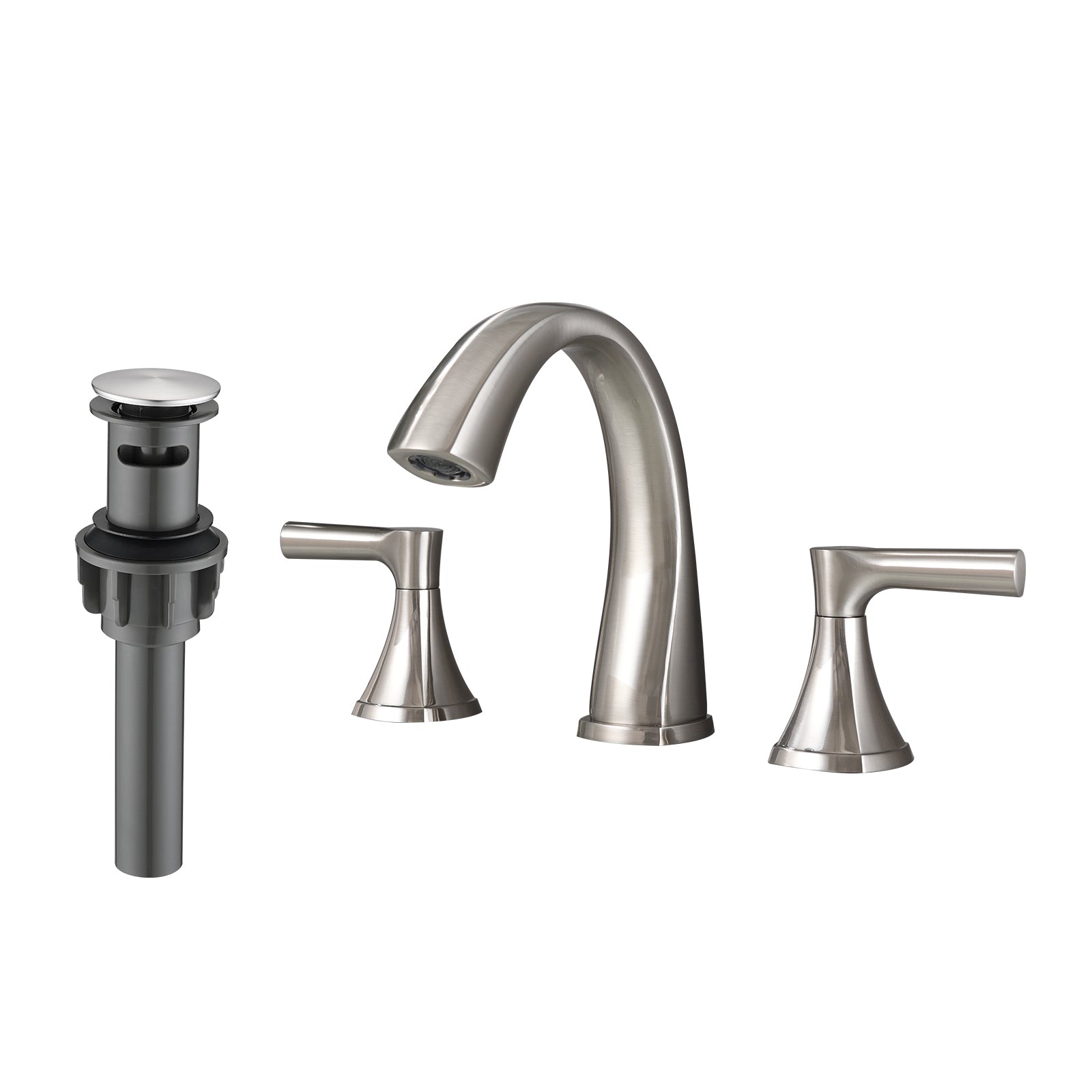 Widespread Bathroom Sink Faucets Two Handle 3 Hole Vanity Bath Faucet With Drain Assembly Brushed Nickel Brushed Nickel Stainless Steel