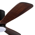 Flush Mount Ceiling Fan With Integrated Led Light In Solid Wood Blades Antique Brown Solid Wood