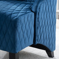 23.03''Wide High Back Velvet Accent Chair, Comfy High Wingback Chair, Living Room Chair With Soft Padded & Wooden Legs, Modern Side Chair For Living Room, Bedroom, Blue Blue Foam Fabric