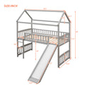 Twin Loft Bed With Slide, House Bed With Slide,White Old Sku :Lt000212Aae Gray Solid Wood