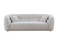Mid Century Modern Curved Living Room Sofa, 3 Seat Boucle Fabric Couch For Bedroom, Office, Apartment, White White Fabric