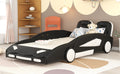 Twin Size Race Car Shaped Platform Bed With Wheels, Black Black Pine