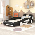 Twin Size Race Car Shaped Platform Bed With Wheels, Black Black Pine