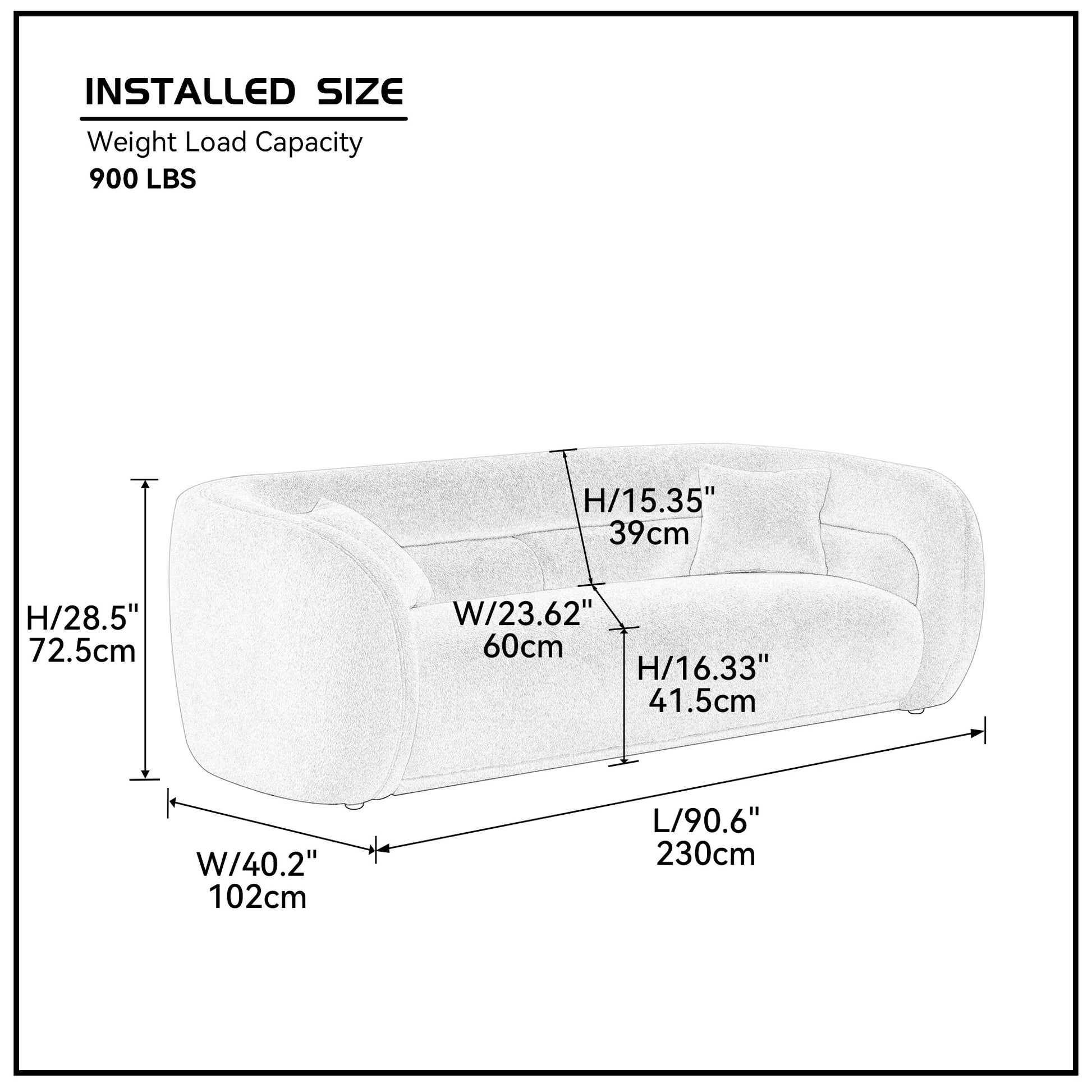 Mid Century Modern Curved Living Room Sofa, 3 Seat Boucle Fabric Couch For Bedroom, Office, Apartment, White White Fabric