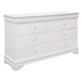 Traditional Design Bedroom Furniture 1Pc Dresser Of 6X Drawers Faux Alligator Embossed Fronts White Finish Wooden Furniture White 5 Drawers & Above Bedroom Traditional White Wood