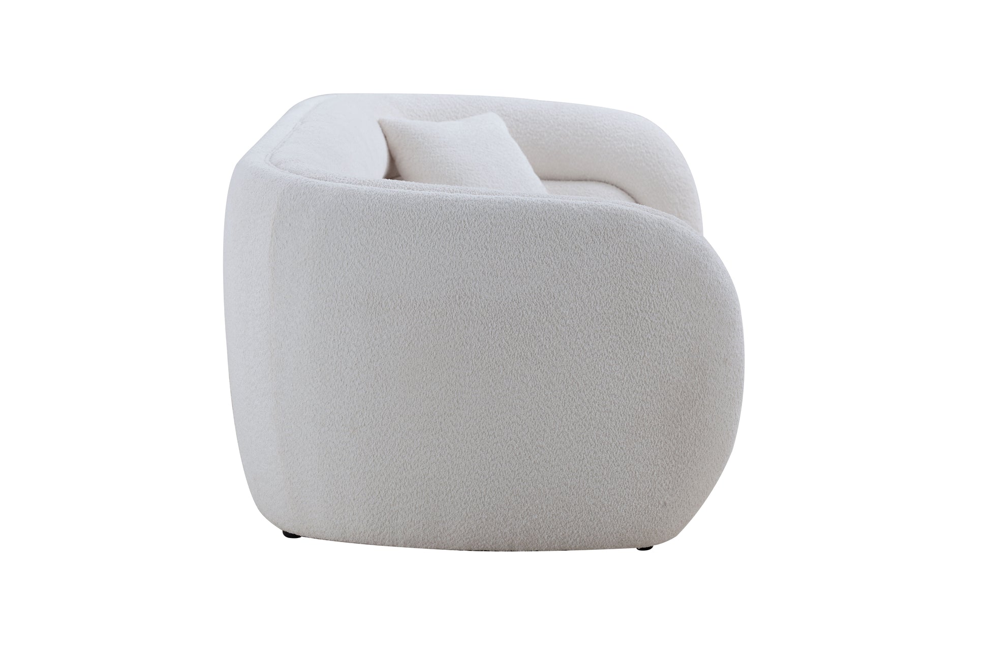 Mid Century Modern Curved Living Room Sofa, 3 Seat Boucle Fabric Couch For Bedroom, Office, Apartment, White White Fabric