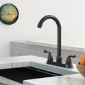 Kitchen Sink Faucet With 2 Handles, 3 Hole Installation, Matte Black Matte Black Stainless Steel