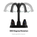 4 Inch 2 Handle Centerset Bathroom Faucet,With Pop Up Drain And 2 Water Supply Lines,Matte Black Matte Black Stainless Steel