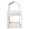 Twin Over Twin Bunk Bed Wood Bed With Roof, Window, Guardrail, Ladder White Old Sku :Lp000056Aak White Solid Wood