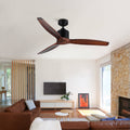 52 Antique Brown Ceiling Fan Without Light With Remote Control Antique Brown Metal & Wood