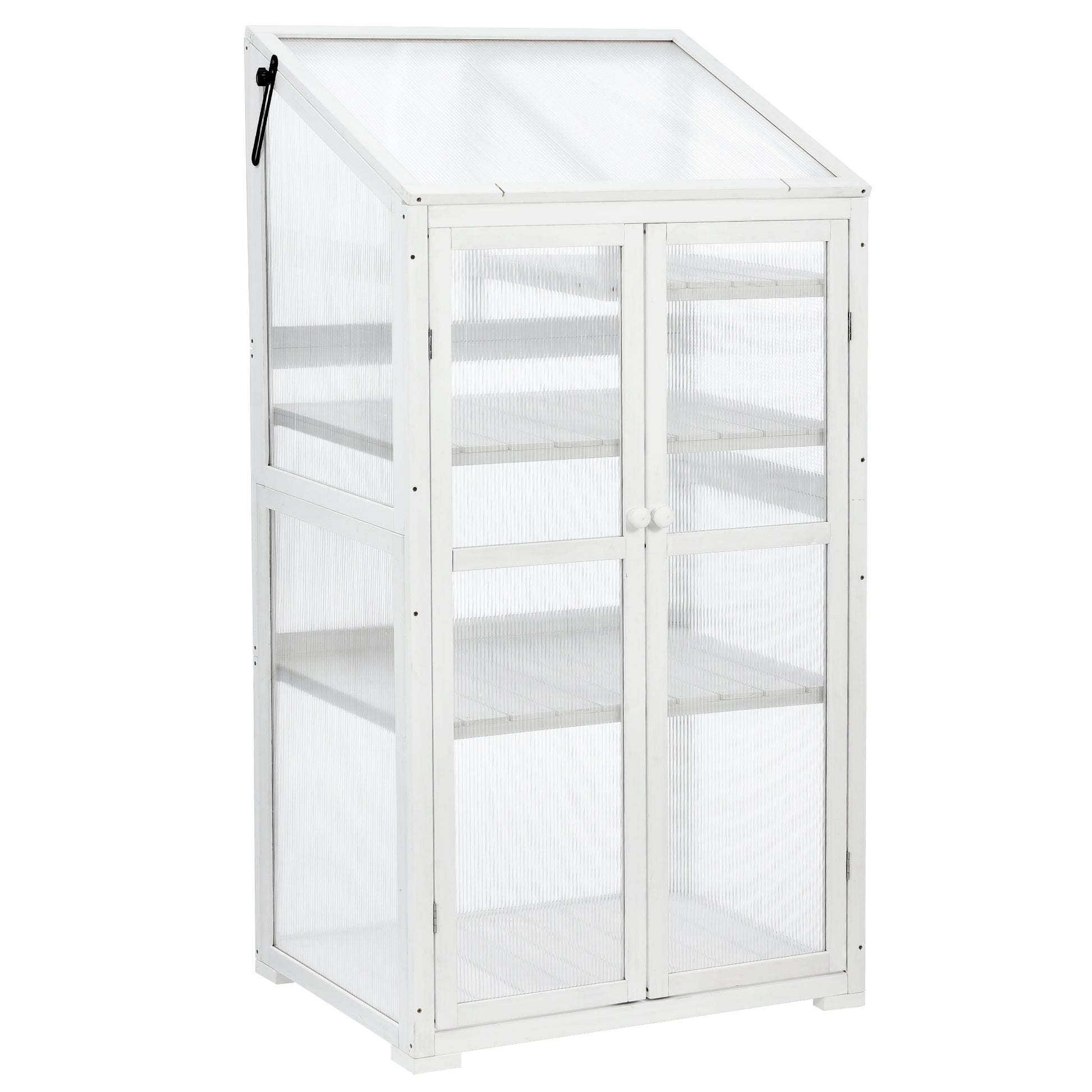 62Inch Height Wood Large Greenhouse Balcony Portable Cold Frame With Wheels And Adjustable Shelves For Outdoor Indoor Use, White White Garden & Outdoor Casual Wood Solid Wood