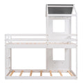 Twin Over Twin Bunk Bed Wood Bed With Roof, Window, Guardrail, Ladder White Old Sku :Lp000056Aak White Solid Wood