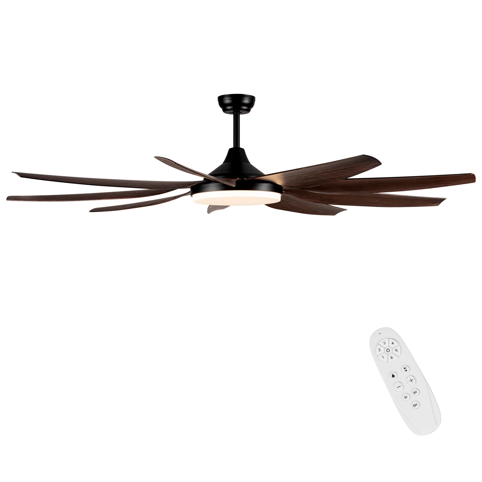 71" Integrated Led Lighting Ceiling Fan With 9 Solid Wood Blade Antique Brown Metal & Wood