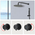 Contemporary Matte Black Wall Mounted Bathroom Shower Set Matte Black Brass