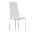 Grid Armless High Backrest Dining Chair, 8 Piece Set Of Silver Metal Legs White Chair, Office Chair. Suitable For Restaurants, Living Rooms, Kitchens, And Offices. 0924 White Pu