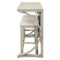 Farmhouse 3 Piece Counter Height Dining Table Set With Usb Port And Upholstered Stools,Cream Wood Wood Cream Seats 2 Wood Dining Room Solid Wood Farmhouse Rubberwood Trestle Rectangular Foam Solid Wood