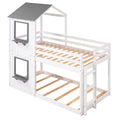 Twin Over Twin Bunk Bed Wood Bed With Roof, Window, Guardrail, Ladder White Old Sku :Lp000056Aak White Solid Wood