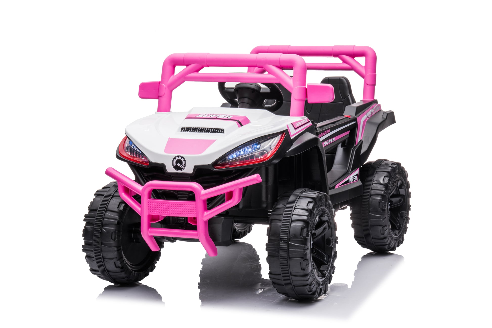 12V7A*1 30W*4 One Button Start, Forward And Backward, High And Low Speed, Music, Front Light, Power Display, Two Doors Can Open, 2.4G R C, Seat Belt Four Wheel Absorber Kids Ride On Car Pink Plastic