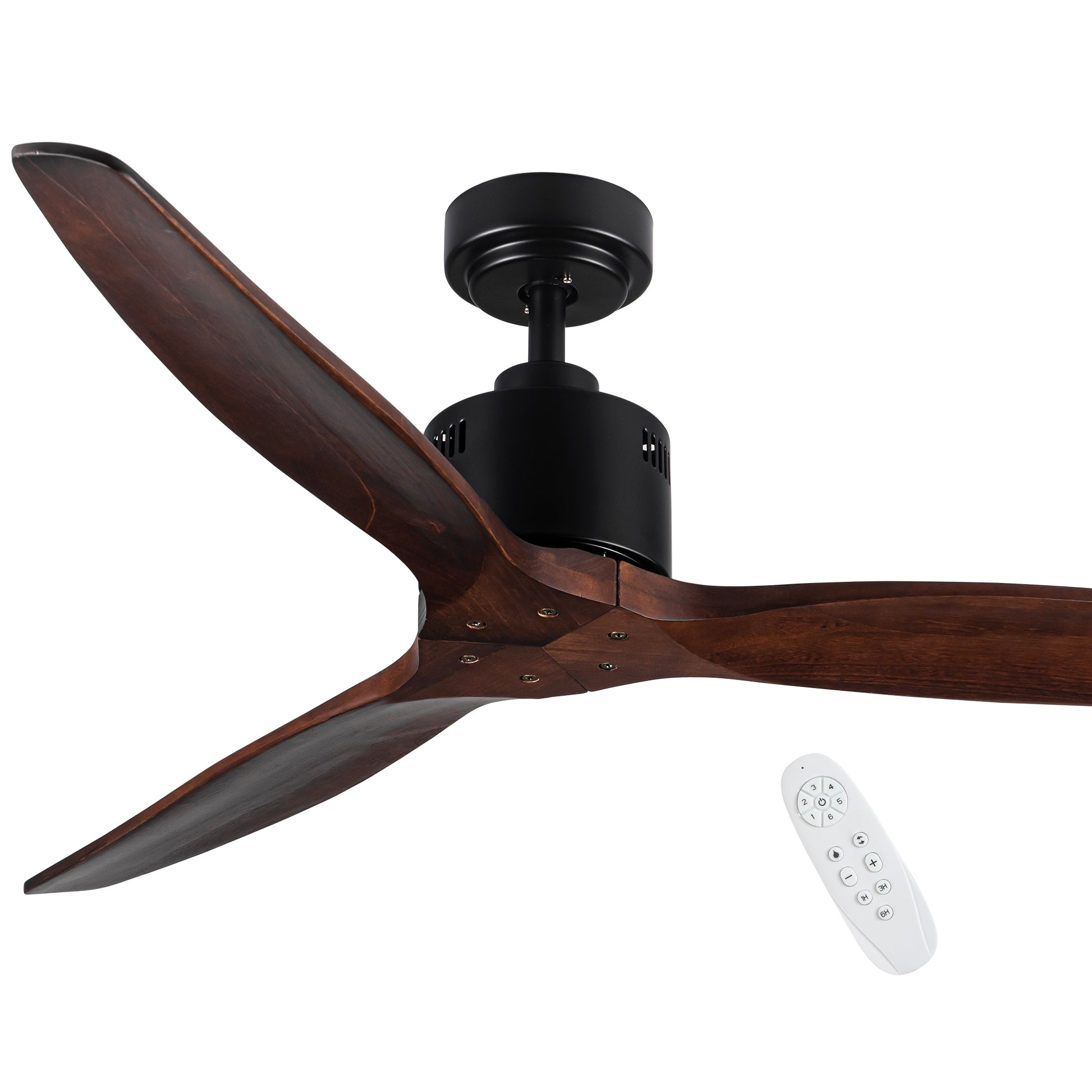 52 Antique Brown Ceiling Fan Without Light With Remote Control Antique Brown Metal & Wood