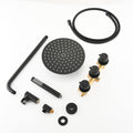 Contemporary Matte Black Wall Mounted Bathroom Shower Set Matte Black Brass