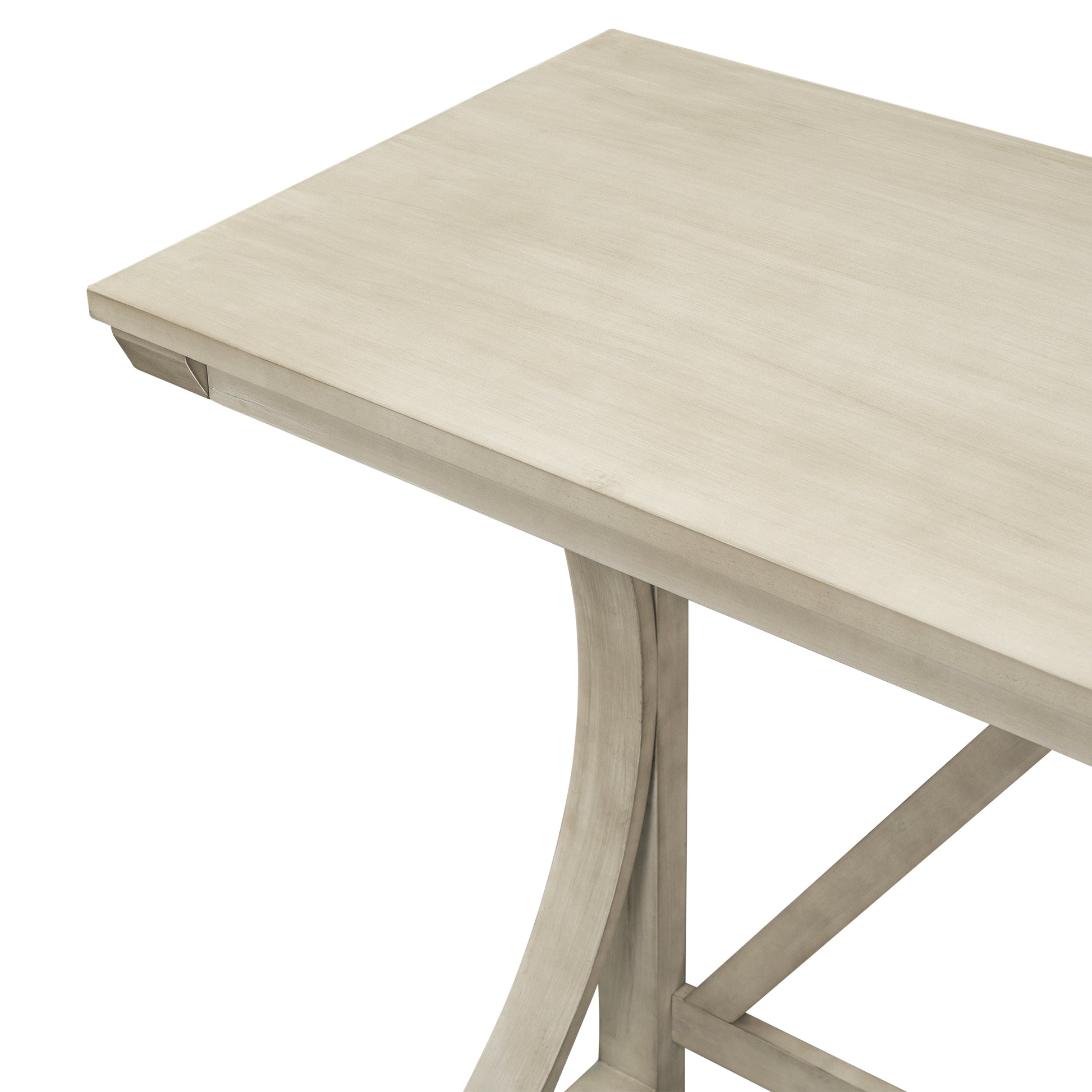 Farmhouse 3 Piece Counter Height Dining Table Set With Usb Port And Upholstered Stools,Cream Wood Wood Cream Seats 2 Wood Dining Room Solid Wood Farmhouse Rubberwood Trestle Rectangular Foam Solid Wood