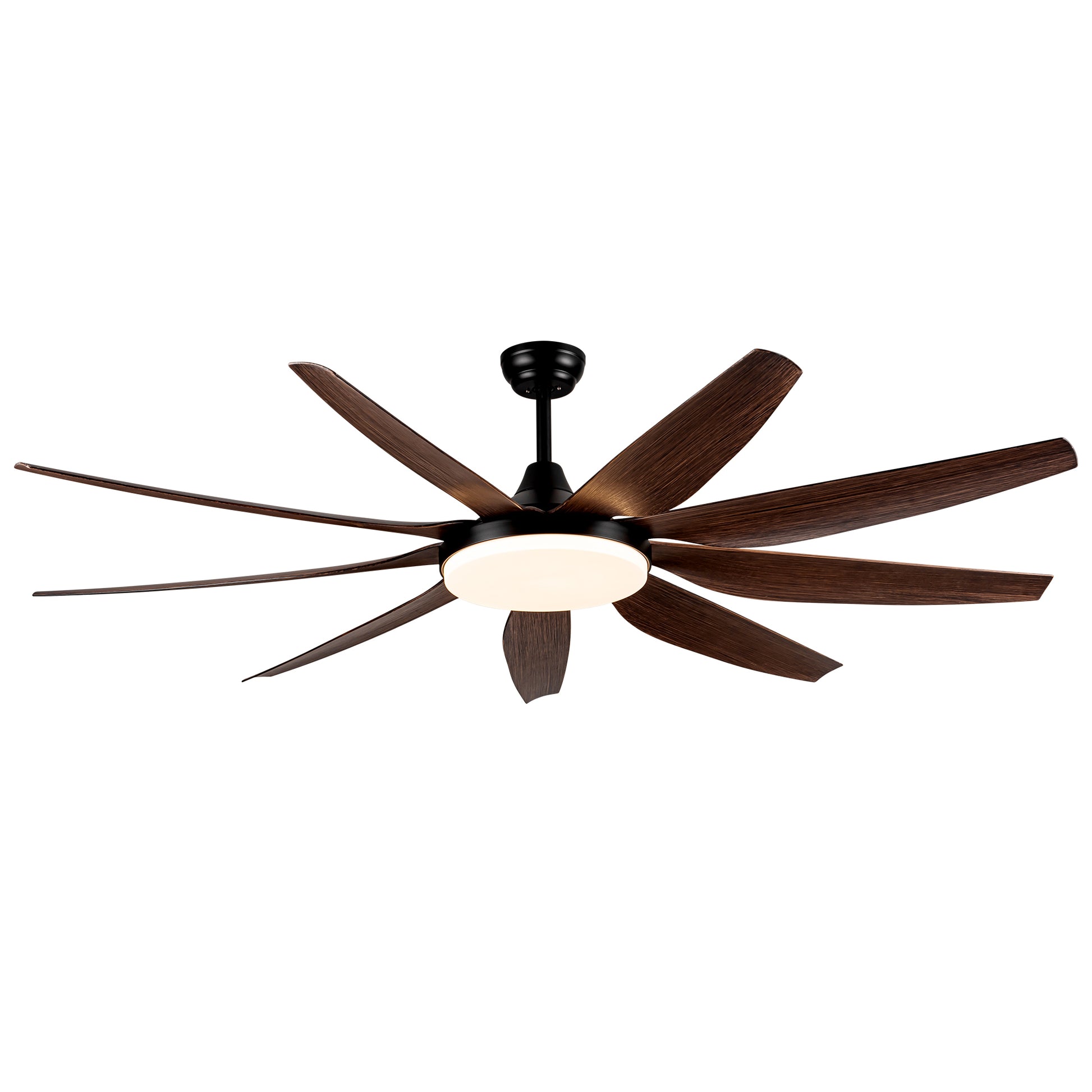 71" Integrated Led Lighting Ceiling Fan With 9 Solid Wood Blade Antique Brown Metal & Wood