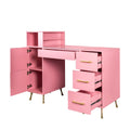 Manicure Table, Nail Makeup Desk With Drawers Pink Mdf