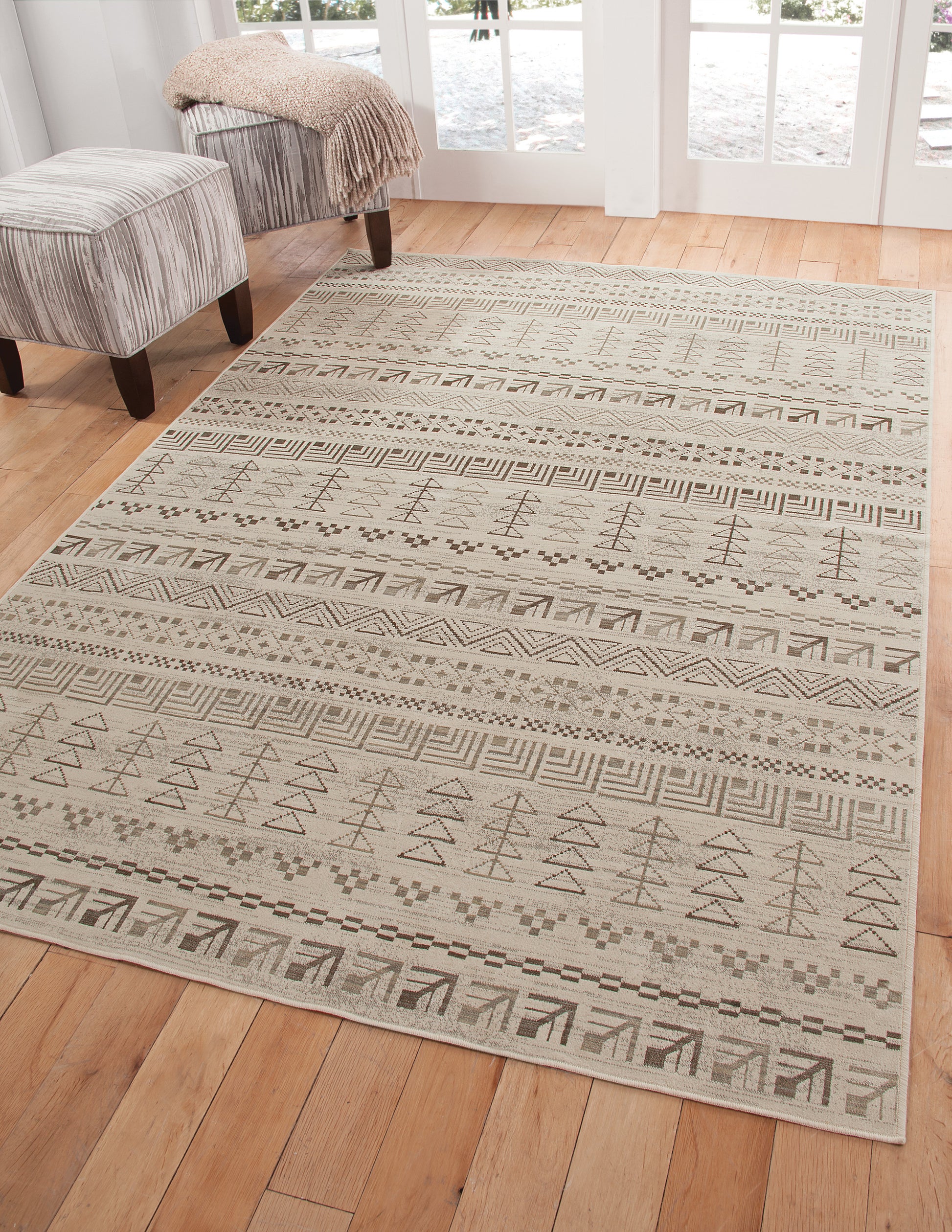 Ambivory, Brown, And Natural Area Rug 5X8 Ivory Viscose