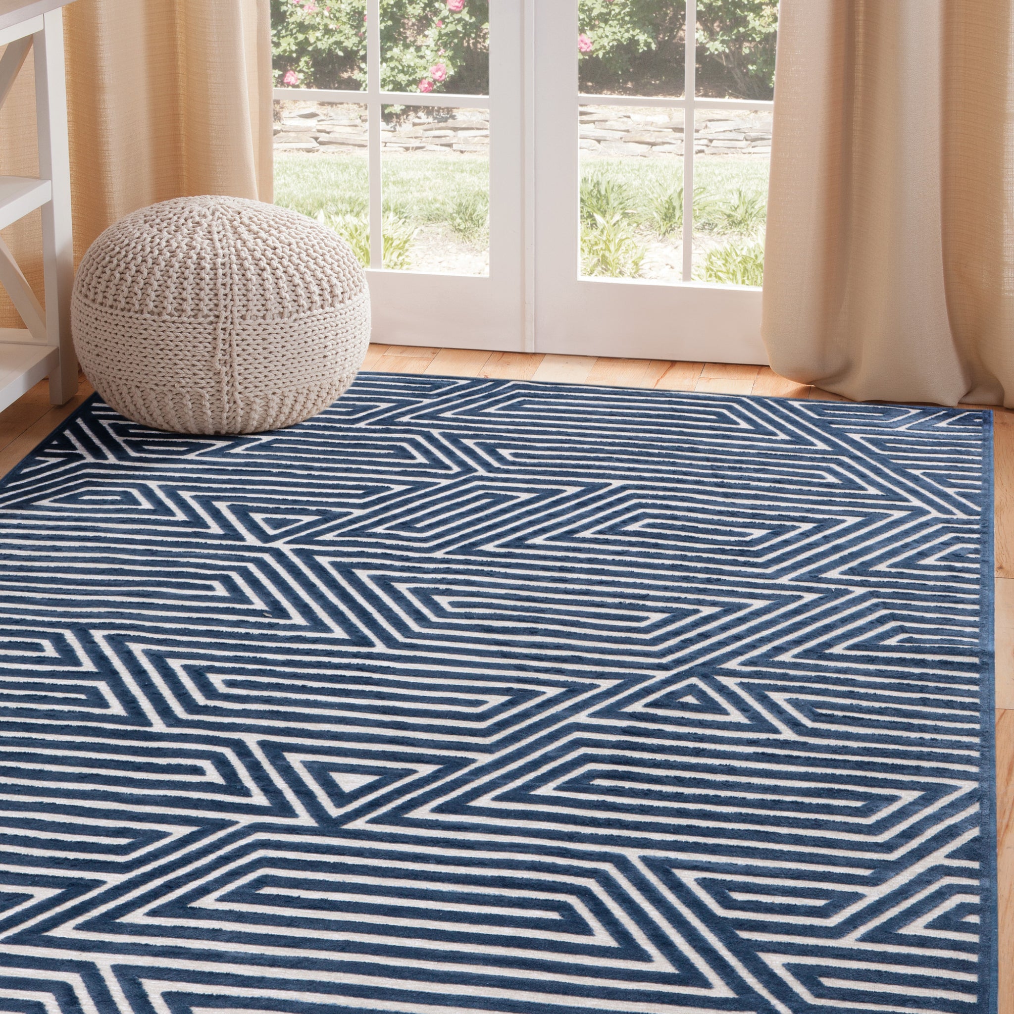 Orbit Blue Area Rug 5X8 Blue Chenille