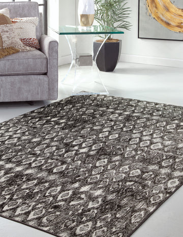 Mabel Charcoal, Grey, And Ivory Area Rug 5X8 Charcoal Grey Viscose