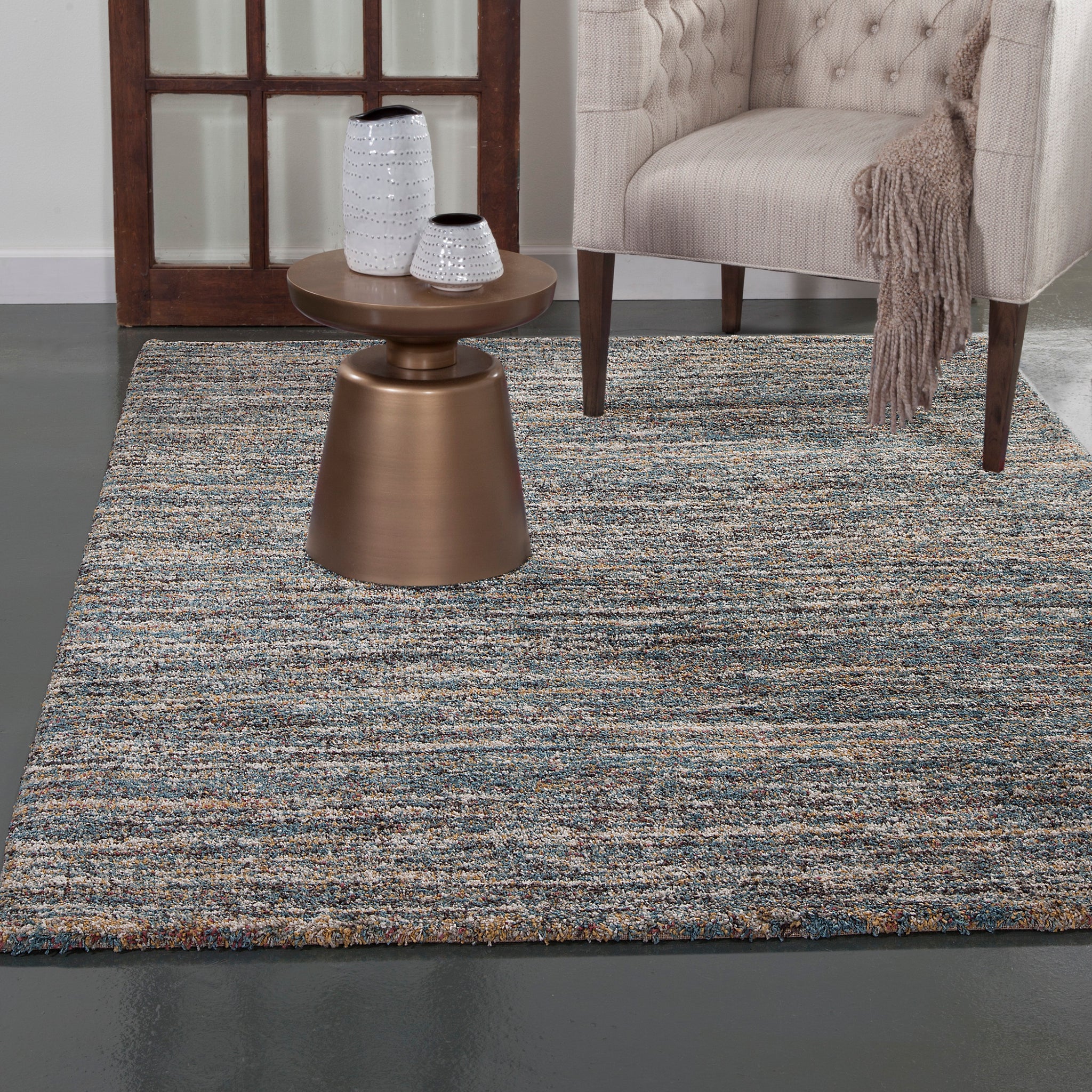 Zira Blue Multi Area Rug 5X8 Blue Olefin