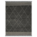 Vail Stona Charcoal And Ivory Wool And Cotton Area Rug With Tassels 5X8 Charcoal Grey Wool