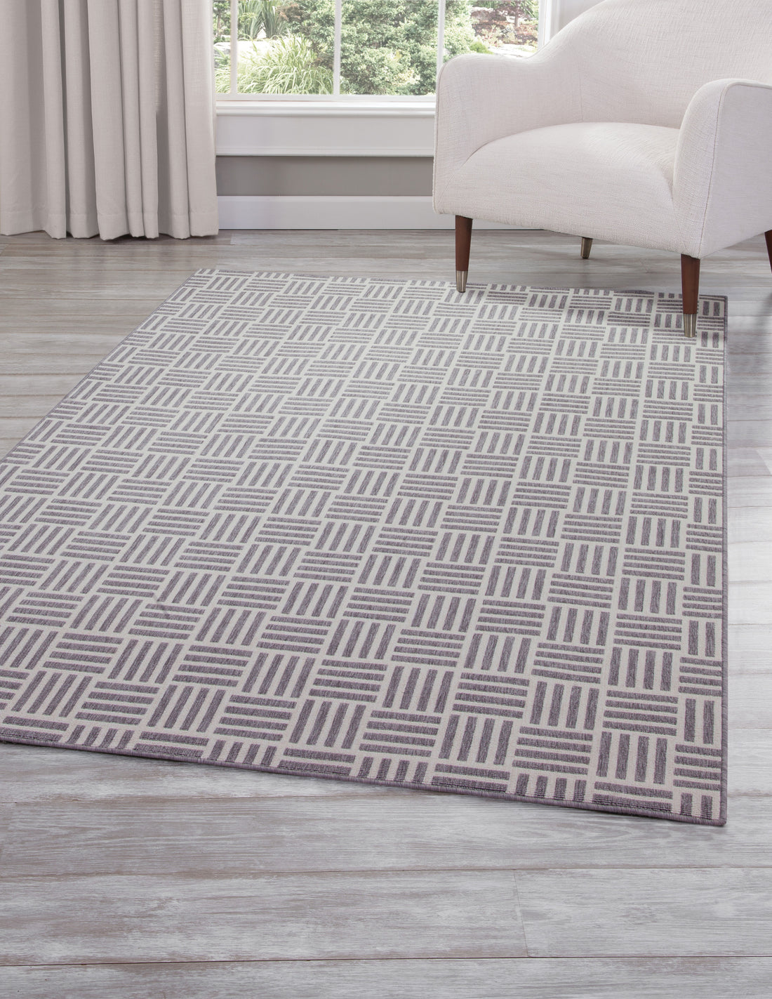 Nantucket White And Gray Polypropylene Indoor Outdoor Area Rug 5X8 White Polypropylene