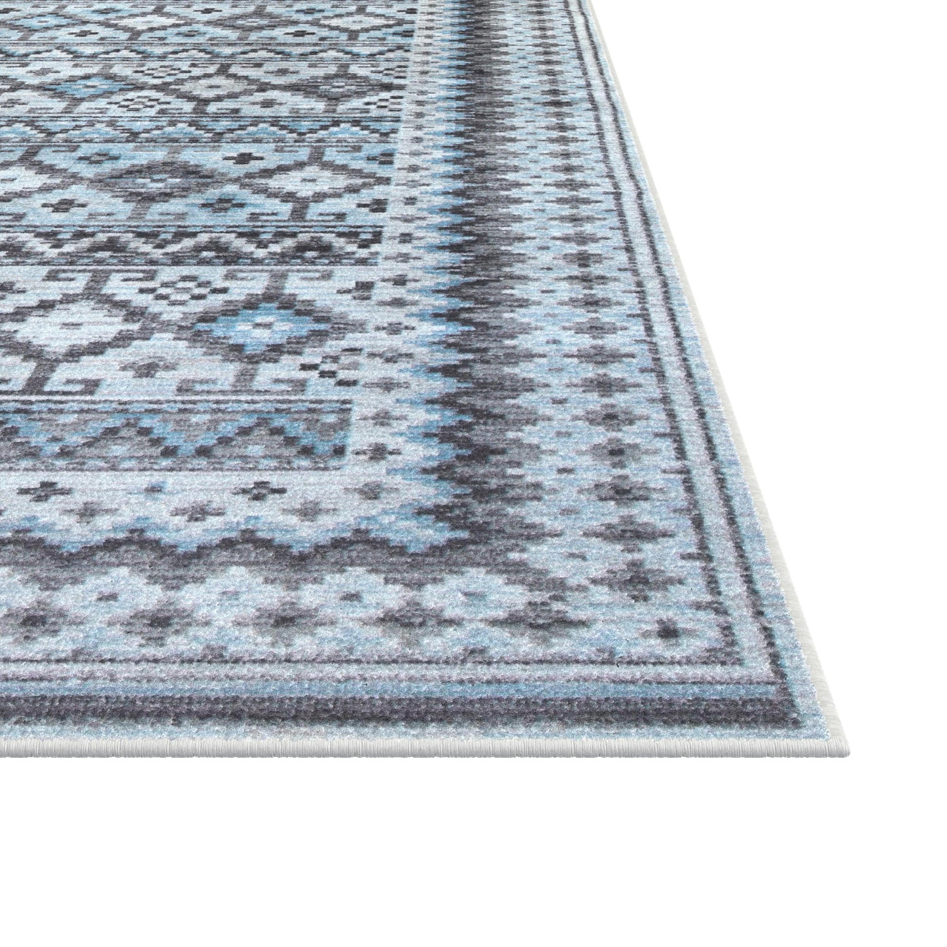 Fallon Blue Charcoal Grey Ivory Area Rug 5X8 Blue Viscose