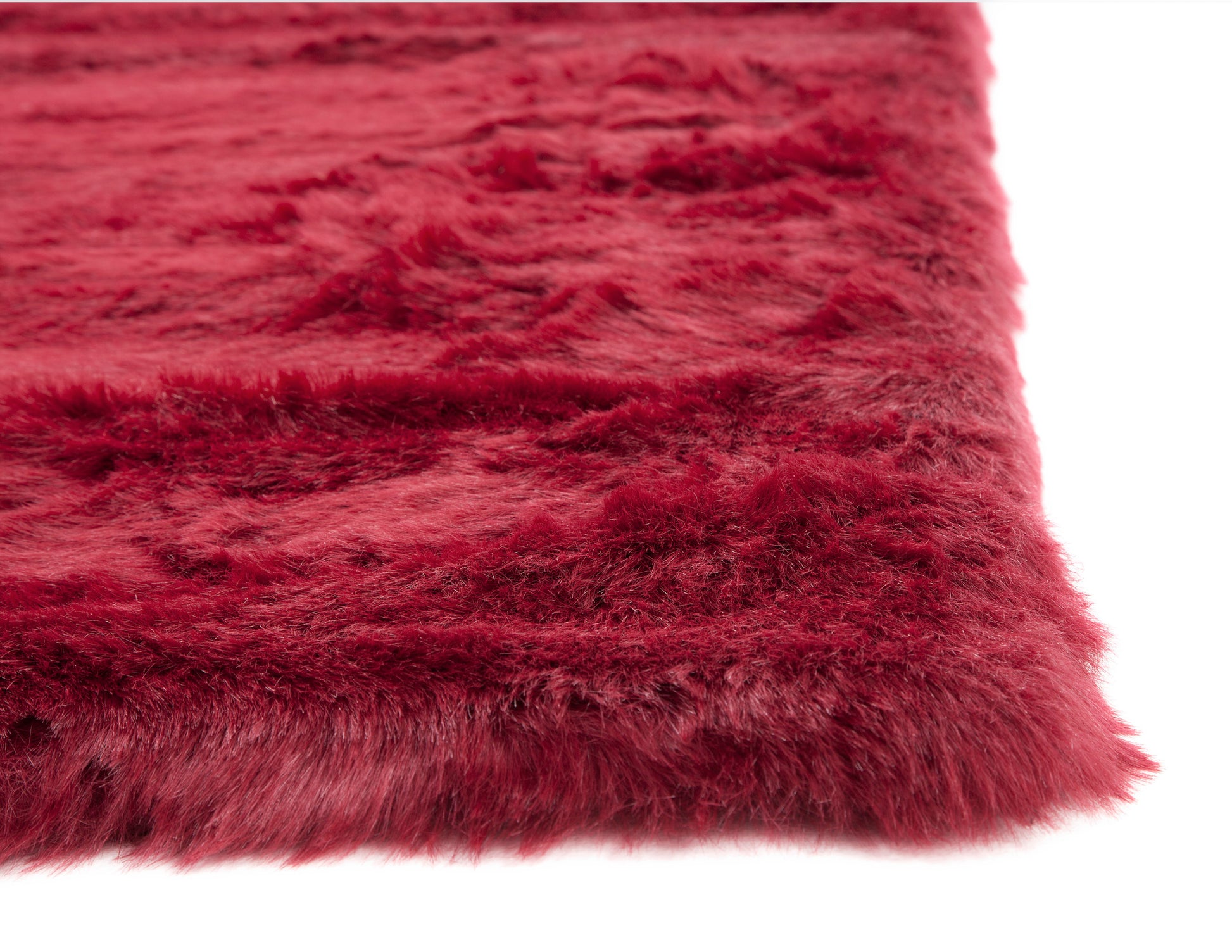 Ruby Faux Fur Area Rug 5X8 Red Acrylic