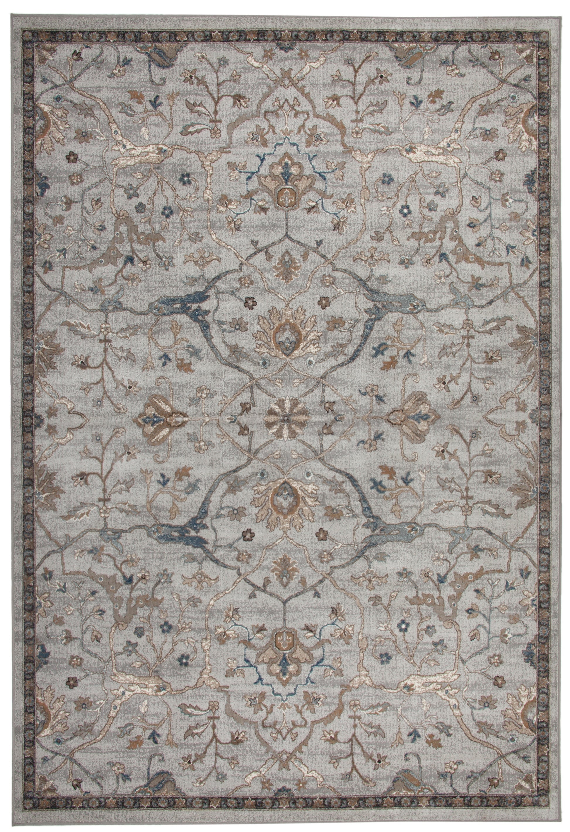 Saffron Beige, Blue, And Brown Area Rug 8X10 Light Blue Viscose