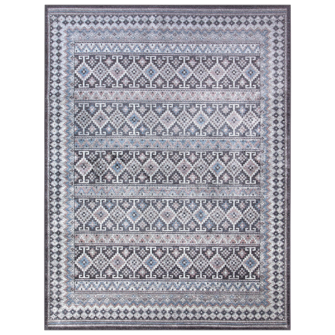 Fallon Blue Charcoal Ivory Pink Area Rug 5X8 Blue Viscose