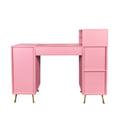 Manicure Table, Nail Makeup Desk With Drawers Pink Mdf