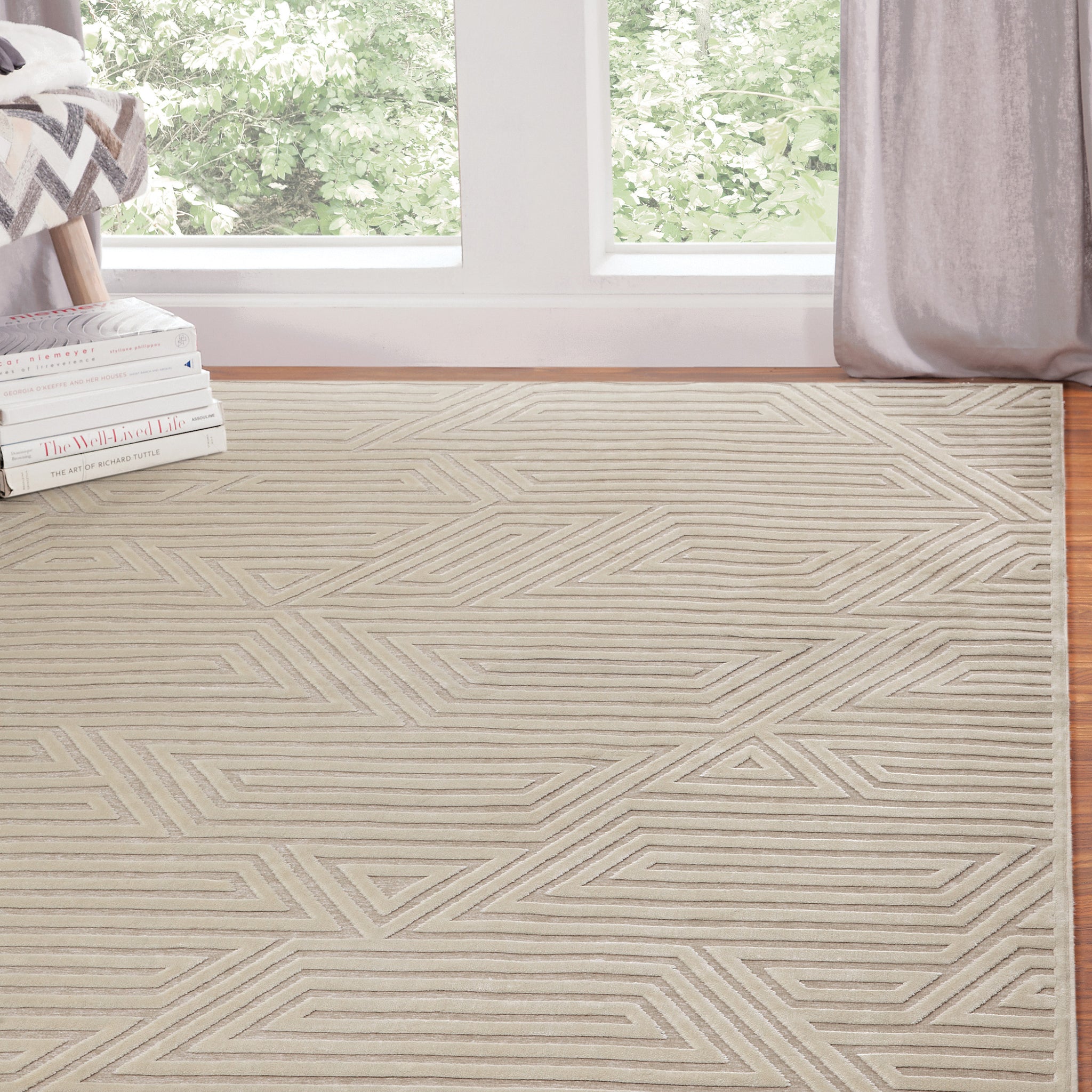 Orbit Ivory Area Rug 5X8 Ivory Chenille