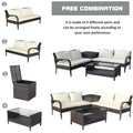 4 Piece Patio Sectional Wicker Rattan Outdoor Furniture Sofa Set With Storage Box Brown Brown Iron