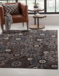 Lundy Chocolate Black Beige Area Rug 8X10 Chocolate Viscose