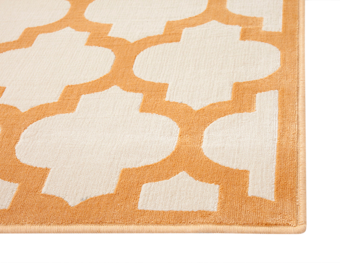 Trellis Tangerine Ivory Area Rug 8X10 Orange Viscose