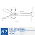 Flush Mount Ceiling Fan With Integrated Led Light In Solid Wood Blades Antique Brown Solid Wood