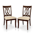 Classic Transitional Dining Chairs Brown Cherry Solid Wood Padded Fabric Seat Set Of 2 Side Chairs Dining Room Furniture Beautifully Crafted Chairs Cherry Brown Dining Room Classic,Traditional Dining Chairs Rubberwood Solid Wood