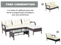 Outdoor Patio Furniture Sets 2 Piece Conversation Set Wicker Ratten Sectional Sofa With Seat Cushions Beige Cushion Brown Rattan