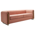 Contemporary Velvet Sofa Couch 84.25''W For Living Room, Pink Pink Velvet Wood Primary Living Space Tufted Back Modern Rolled Arms Foam Velvet 2 Seat