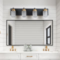 Vanity Lights With 4 Led Bulbs For Bathroom Lighting Black Glass